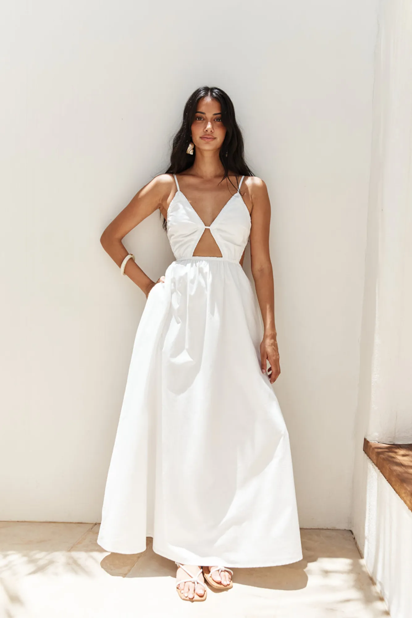 White Dresses|Maxi Dresses>Hello Molly Lantern Trail Maxi Dress White