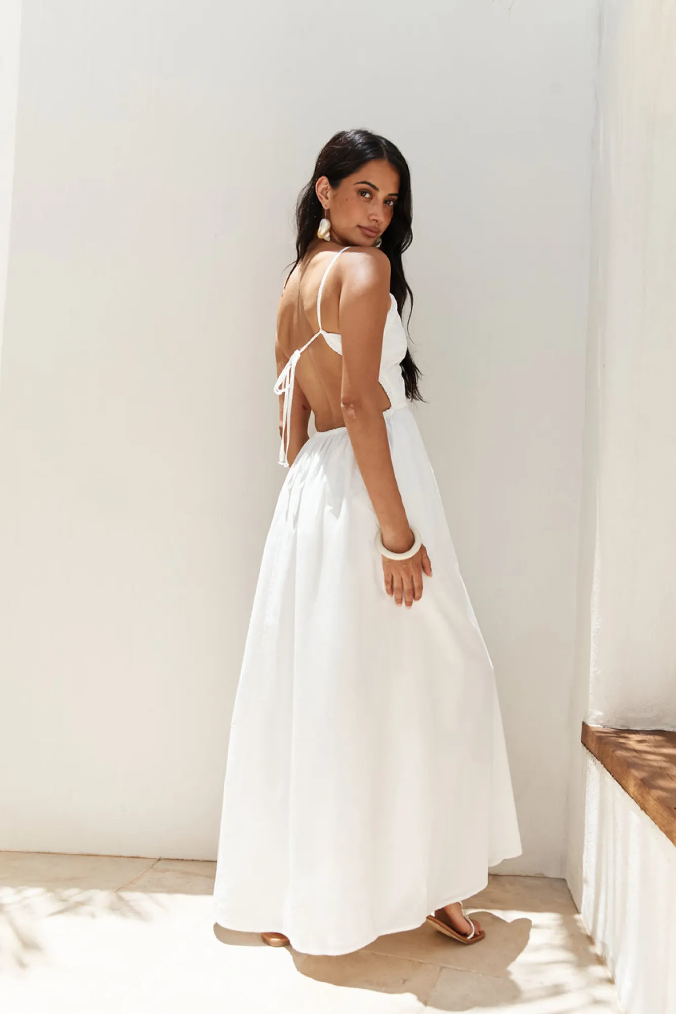 White Dresses|Maxi Dresses>Hello Molly Lantern Trail Maxi Dress White