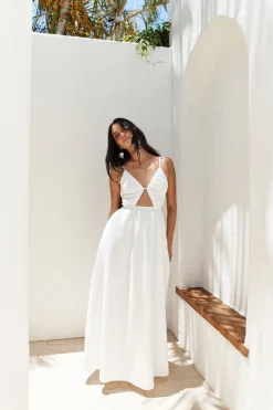 White Dresses|Maxi Dresses>Hello Molly Lantern Trail Maxi Dress White
