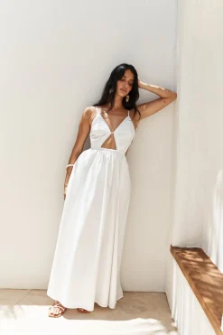 White Dresses|Maxi Dresses>Hello Molly Lantern Trail Maxi Dress White