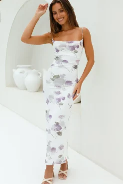 Cocktail Dresses|Brunch Dresses>Hello Molly Lavender Love Mesh Maxi Dress Purple