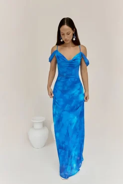 Wedding Guest Dresses|Cocktail Dresses>RUNAWAY THE LABEL Lavoni Maxi Dress Ramona Blue