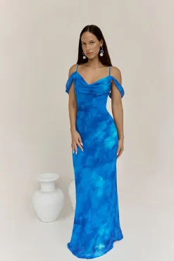 Wedding Guest Dresses|Cocktail Dresses>RUNAWAY THE LABEL Lavoni Maxi Dress Ramona Blue