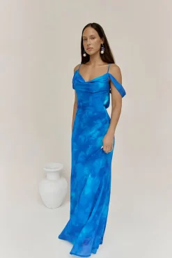 Wedding Guest Dresses|Cocktail Dresses>RUNAWAY THE LABEL Lavoni Maxi Dress Ramona Blue