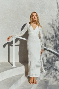 Vacation Dresses|Brunch Dresses>Hello Molly Layla Long-Sleeve Maxi Dress Cream
