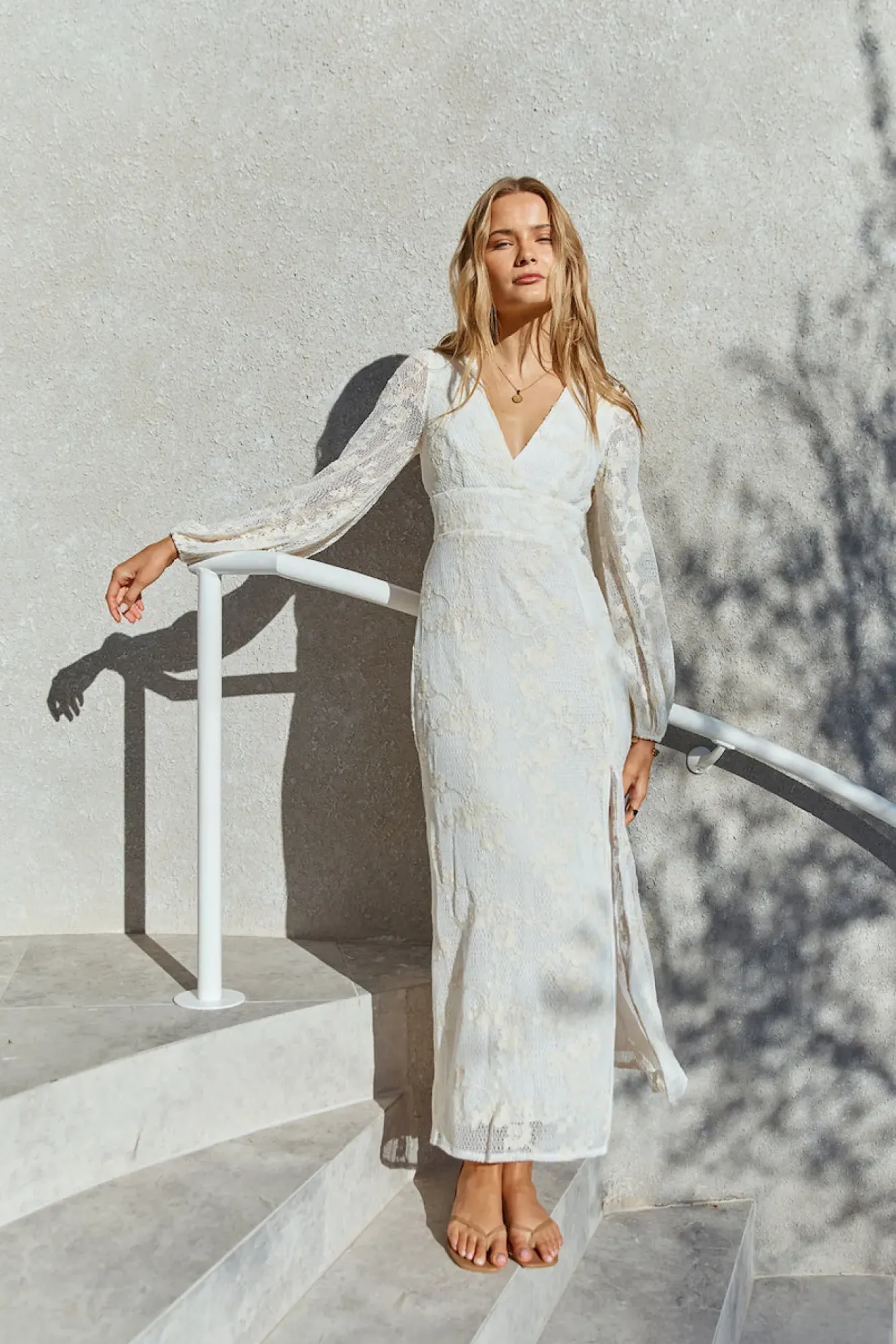 Vacation Dresses|Brunch Dresses>Hello Molly Layla Long-Sleeve Maxi Dress Cream