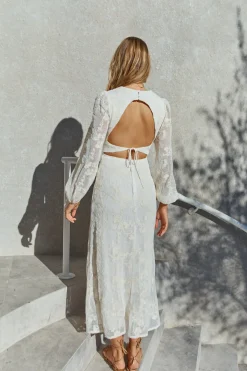 Vacation Dresses|Brunch Dresses>Hello Molly Layla Long-Sleeve Maxi Dress Cream