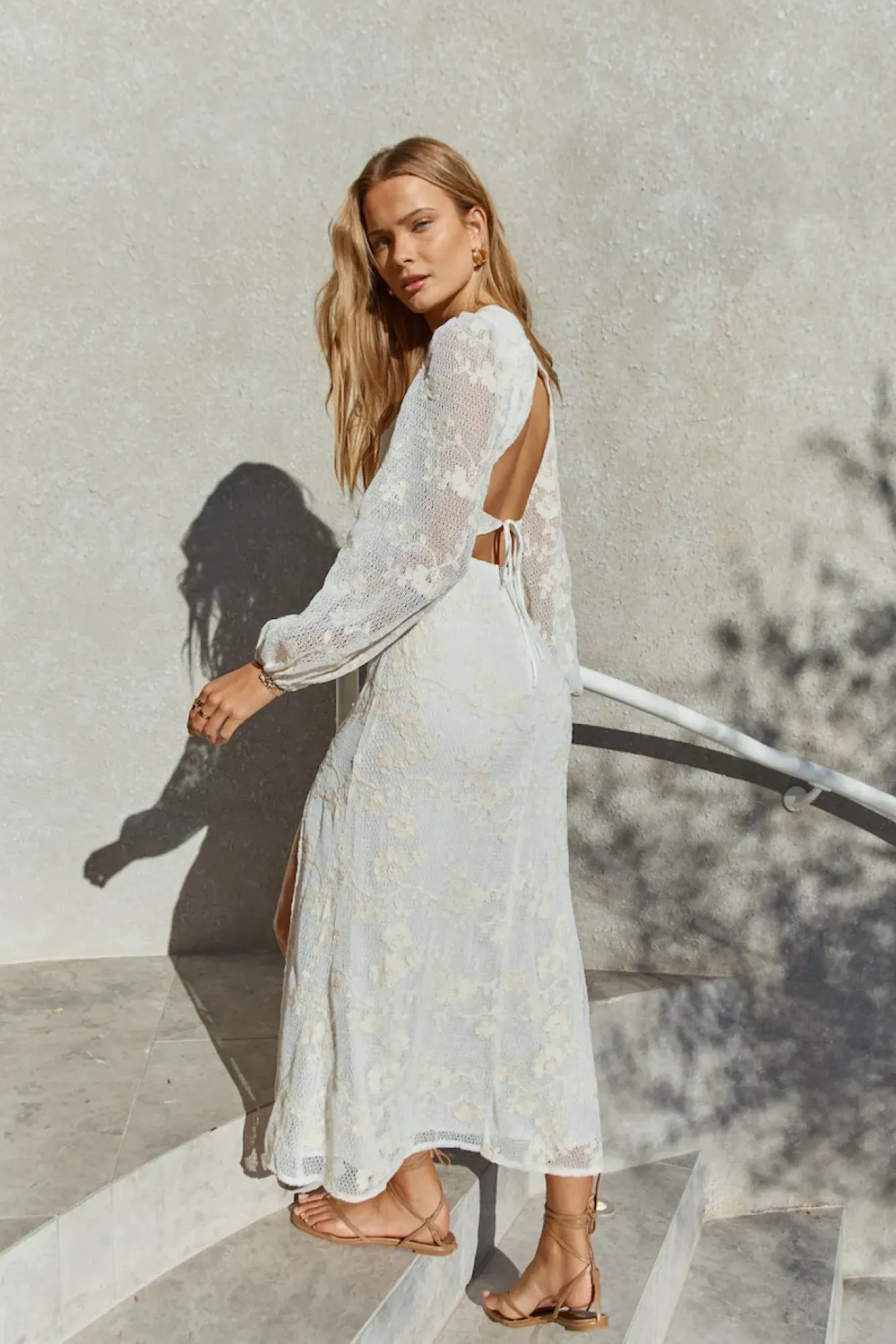 Vacation Dresses|Brunch Dresses>Hello Molly Layla Long-Sleeve Maxi Dress Cream