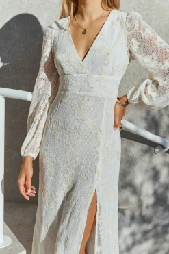 Vacation Dresses|Brunch Dresses>Hello Molly Layla Long-Sleeve Maxi Dress Cream