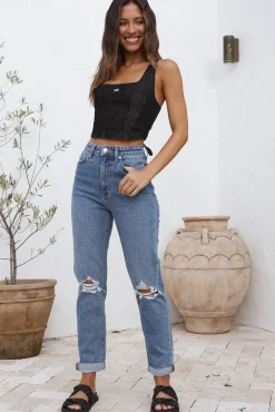 Cropped>Lee Monique Corset Top Black Denim