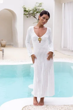 Brunch Dresses|Casual Dresses>Hello Molly Leilani Knit Maxi Dress White