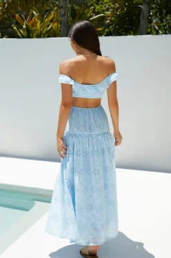Cocktail Dresses|Vacation Dresses>Hello Molly Lemon Blossom Maxi Dress Blue