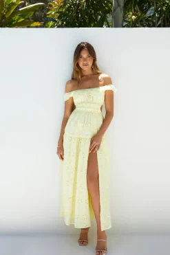 Wedding Guest Dresses|Vacation Dresses>Hello Molly Lemon Blossom Maxi Dress Yellow