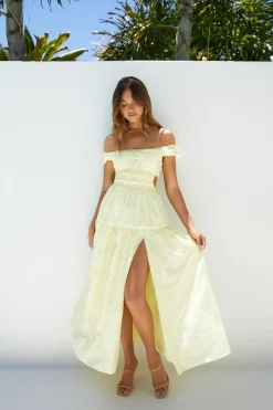 Wedding Guest Dresses|Vacation Dresses>Hello Molly Lemon Blossom Maxi Dress Yellow