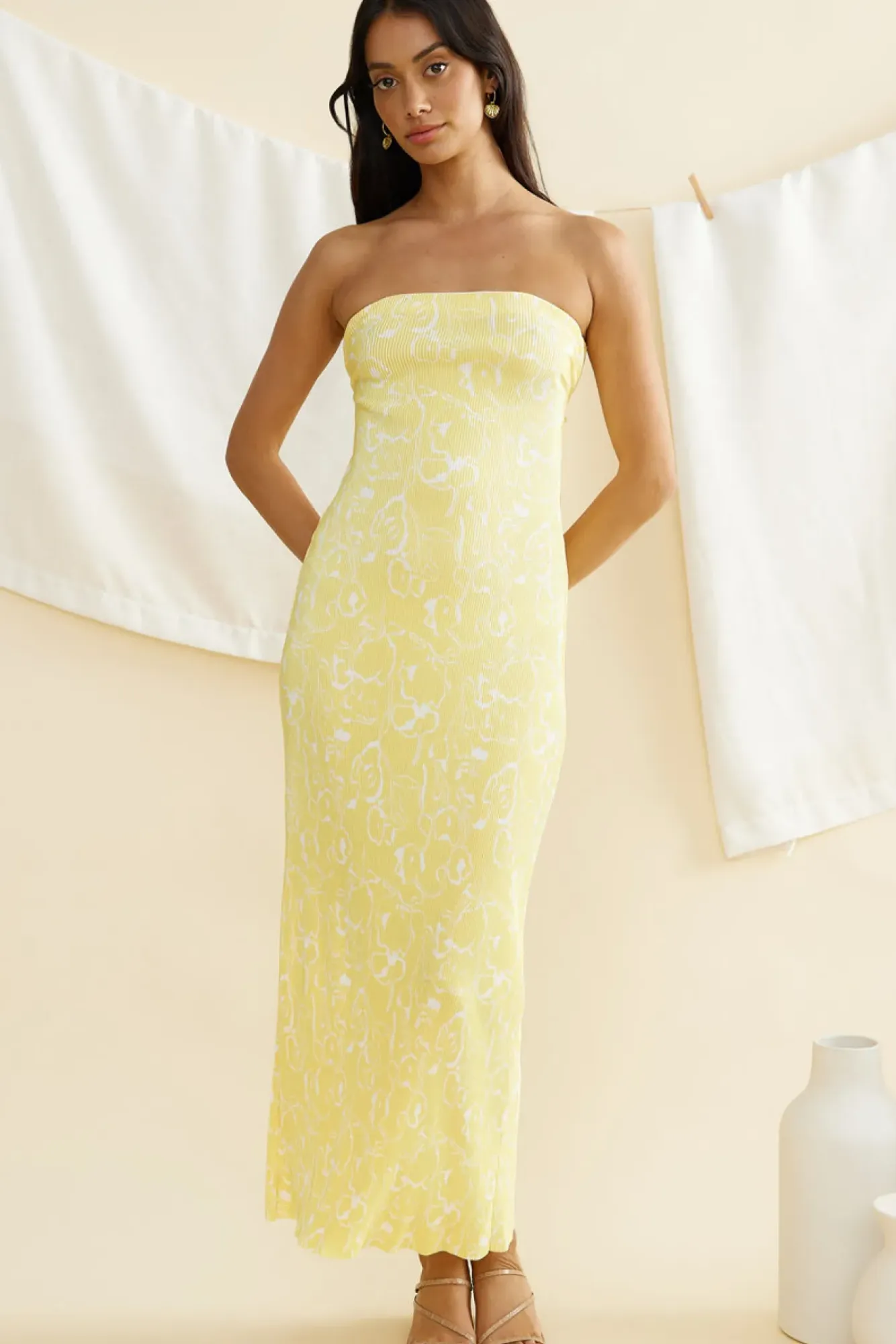 Vacation Dresses|Spring Break Dresses>Hello Molly Lemon Cello Maxi Dress