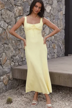 Vacation Dresses|Spring Break Dresses>Hello Molly Lemon Squeeze Maxi Dress Yellow