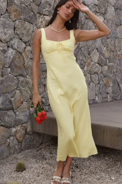 Vacation Dresses|Spring Break Dresses>Hello Molly Lemon Squeeze Maxi Dress Yellow