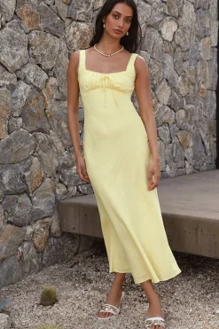 Vacation Dresses|Spring Break Dresses>Hello Molly Lemon Squeeze Maxi Dress Yellow