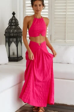 Skirts|Skirt And Top Sets>Hello Molly Lemon Tree Maxi Skirt Pink