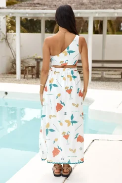 Cropped|Skirt And Top Sets>Hello Molly Lemon Wedge One Shoulder Crop Top Green