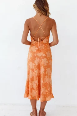 Vacation Dresses|Spring Break Dresses>Hello Molly Leora Midi Dress Orange