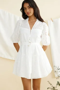 Vacation Dresses|Spring Break Dresses>Hello Molly Let It Shine Mini Dress White