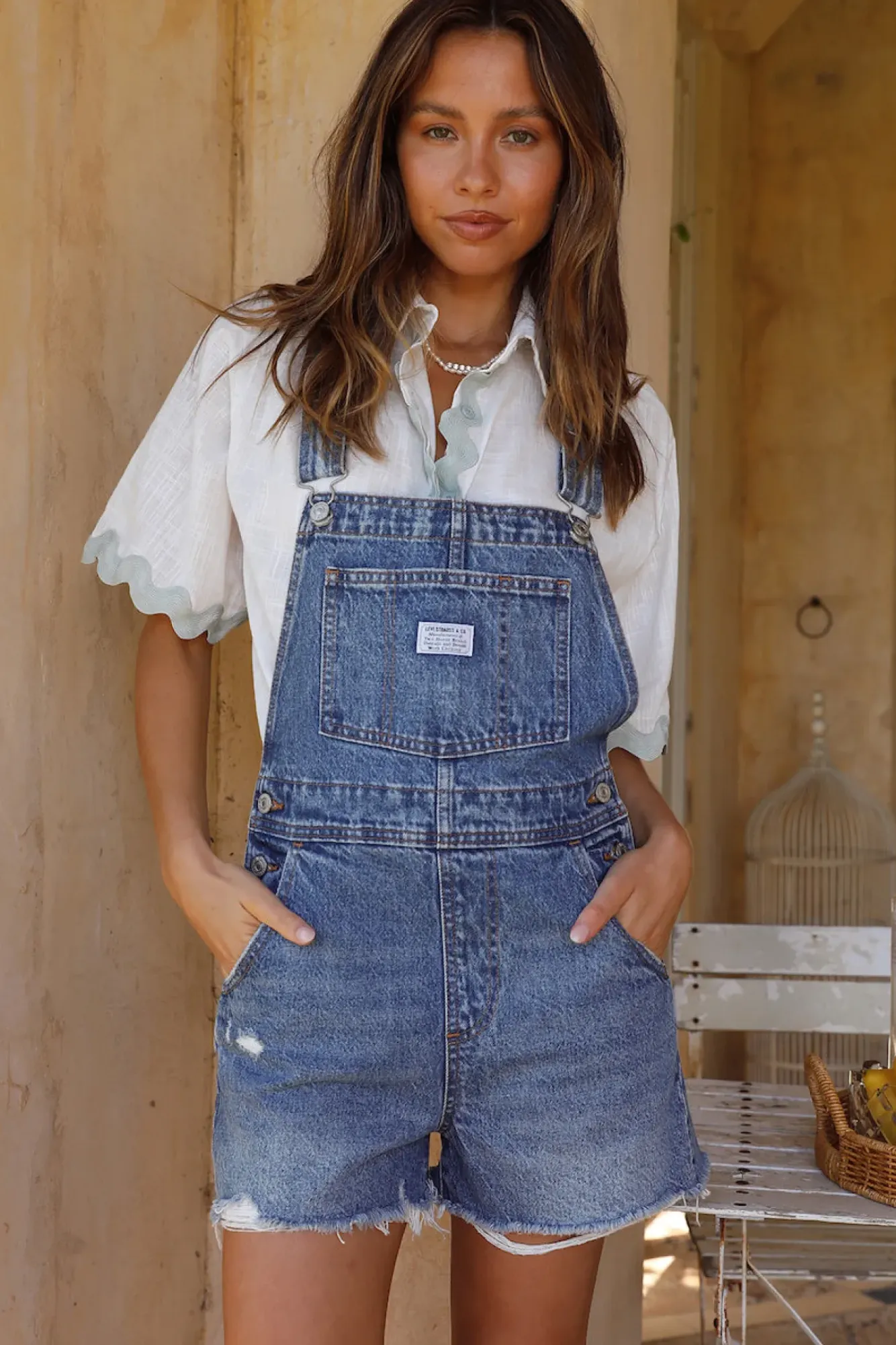 Rompers>Levis Shortalls Meadow Games