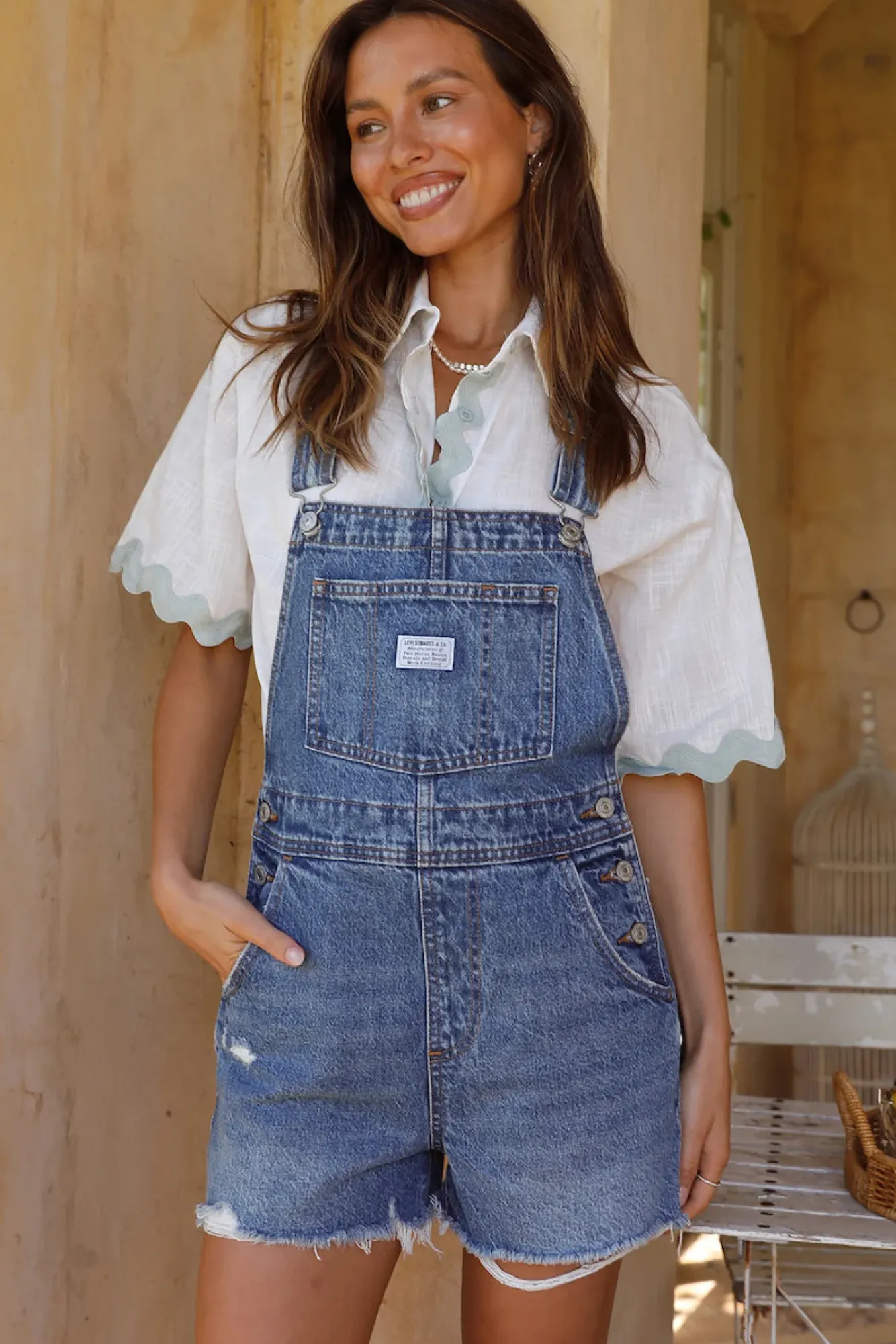 Rompers>Levis Shortalls Meadow Games