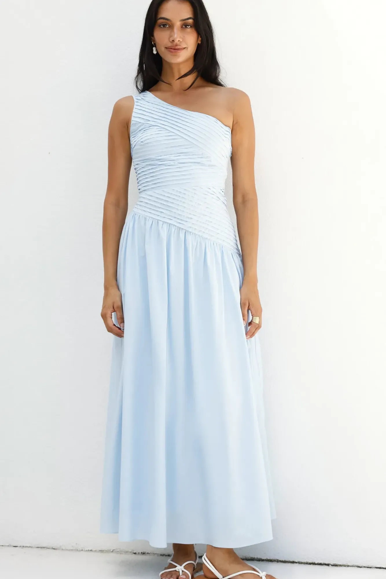 Wedding Guest Dresses|Vacation Dresses>Hello Molly Lexi Love One Shoulder Maxi Dress Blue