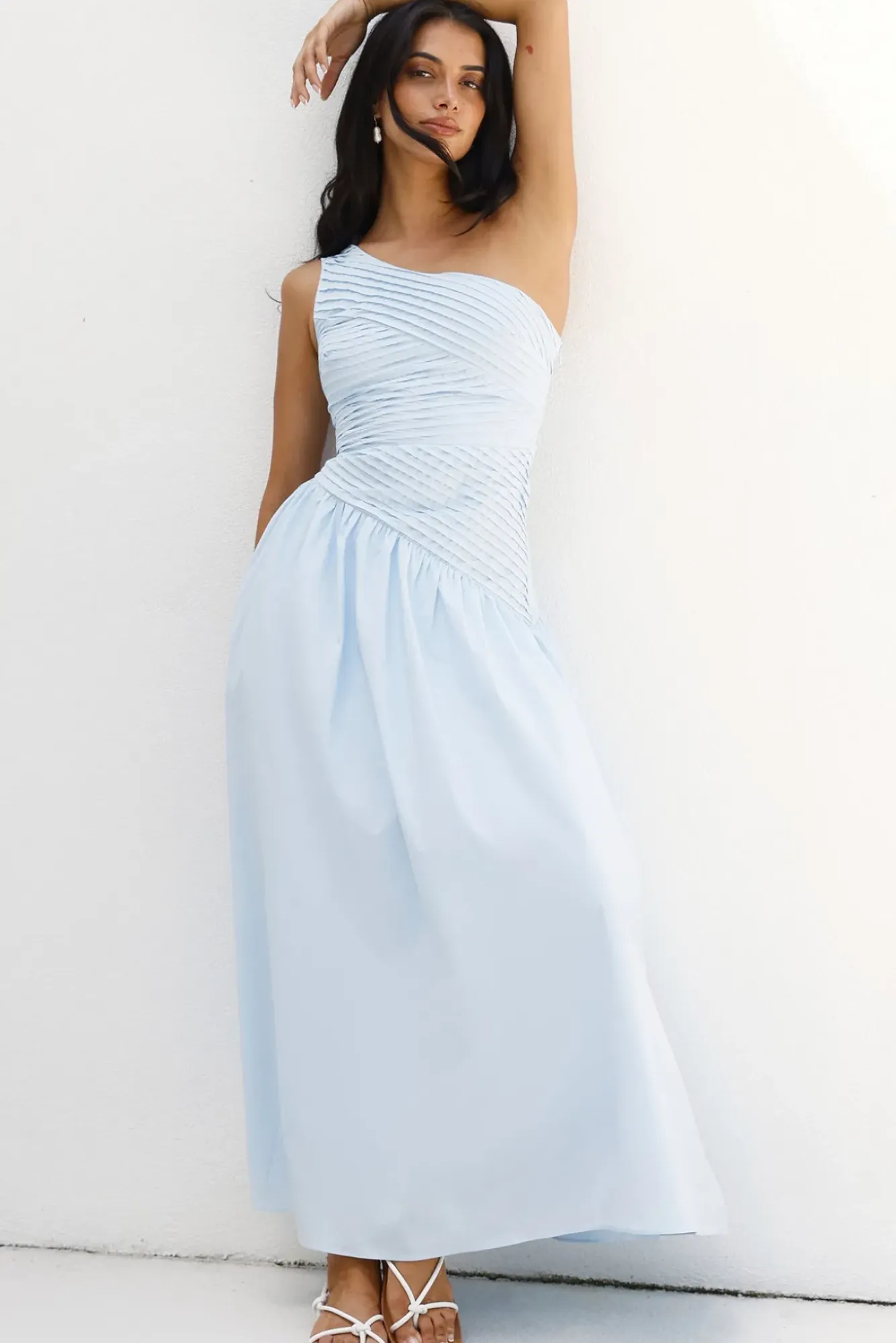 Wedding Guest Dresses|Vacation Dresses>Hello Molly Lexi Love One Shoulder Maxi Dress Blue