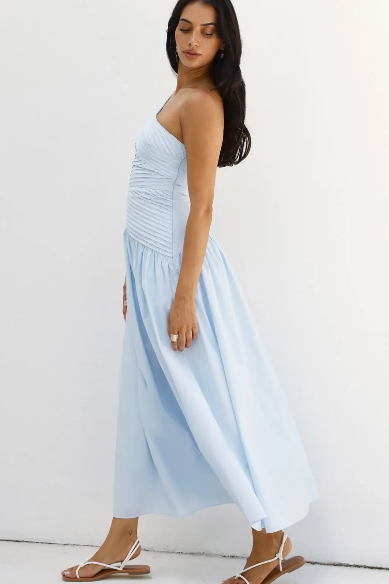 Wedding Guest Dresses|Vacation Dresses>Hello Molly Lexi Love One Shoulder Maxi Dress Blue