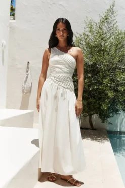 Cocktail Dresses|Vacation Dresses>Hello Molly Lexi Loves Shoulder Maxi Dress Beige