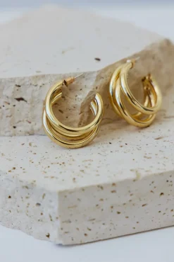 Earrings>Hello Molly Life In Threes Earrings Gold