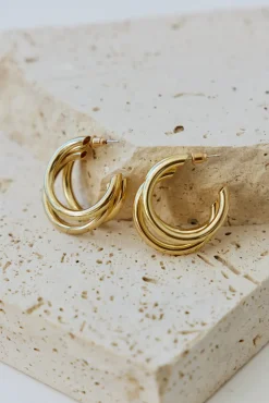 Earrings>Hello Molly Life In Threes Earrings Gold