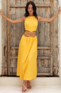 Vacation Dresses|Spring Break Dresses>Hello Molly Lifetime Maxi Dress Yellow