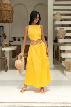 Vacation Dresses|Spring Break Dresses>Hello Molly Lifetime Maxi Dress Yellow