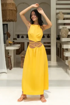 Vacation Dresses|Spring Break Dresses>Hello Molly Lifetime Maxi Dress Yellow