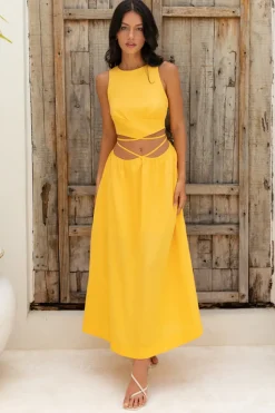 Vacation Dresses|Spring Break Dresses>Hello Molly Lifetime Maxi Dress Yellow