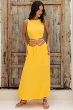 Vacation Dresses|Spring Break Dresses>Hello Molly Lifetime Maxi Dress Yellow