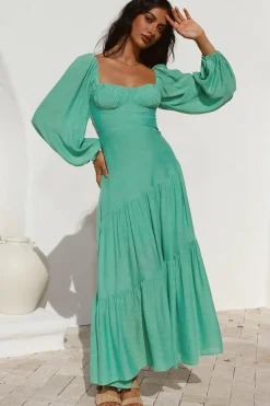 Wedding Guest Dresses|Cocktail Dresses>Hello Molly Like A Princess Maxi Dress Green