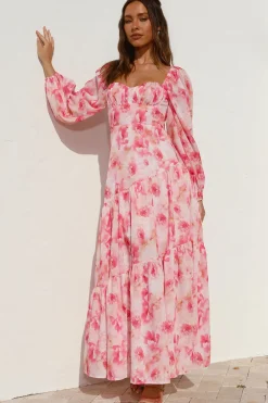 Bump Friendly|Long Sleeve Dresses>Hello Molly Like A Princess Maxi Dress Pink