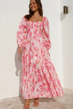 Bump Friendly|Long Sleeve Dresses>Hello Molly Like A Princess Maxi Dress Pink