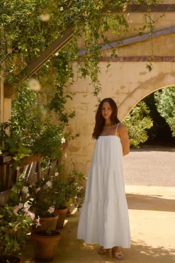 Brunch Dresses|Summer Dresses>Fortunate One Liliana 100% Linen Maxi Dress White