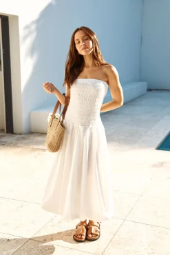 Brunch Dresses|Summer Dresses>Hello Molly Lily Bubble Hem Maxi Dress White