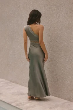 Wedding Guest Dresses|Formal Dresses>Hello Molly Limitless Love Satin Maxi Dress Khaki