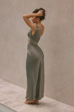 Wedding Guest Dresses|Formal Dresses>Hello Molly Limitless Love Satin Maxi Dress Khaki