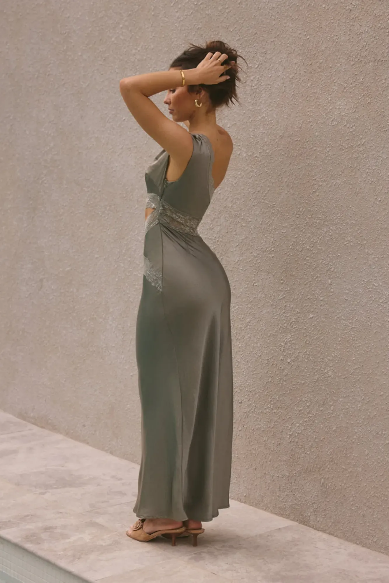 Wedding Guest Dresses|Formal Dresses>Hello Molly Limitless Love Satin Maxi Dress Khaki