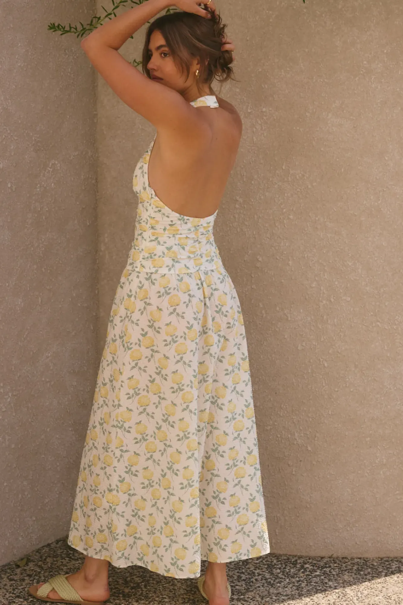 Vacation Dresses|Brunch Dresses>Fortunate One Limoncello Halter Maxi Dress Yellow