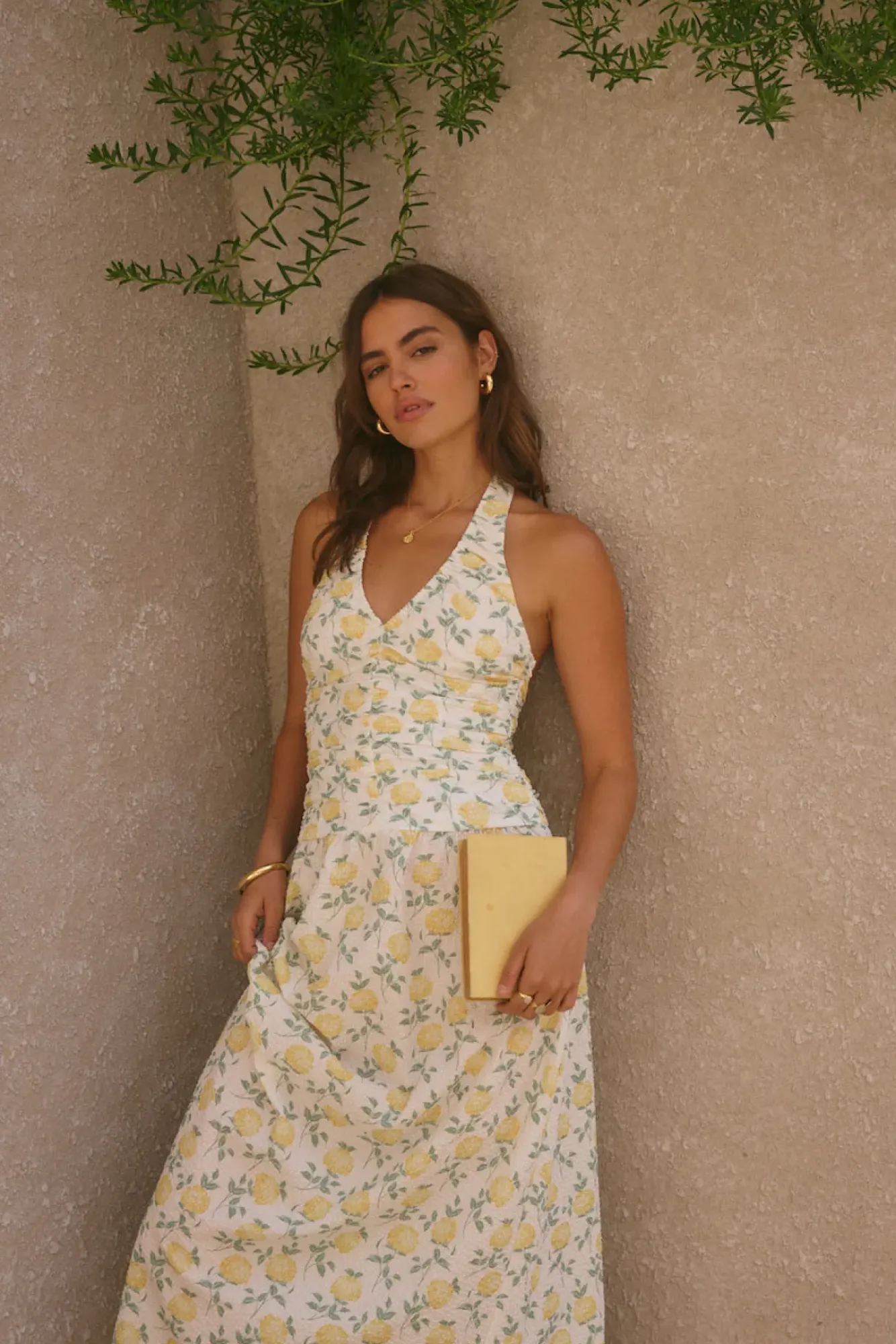 Vacation Dresses|Brunch Dresses>Fortunate One Limoncello Halter Maxi Dress Yellow