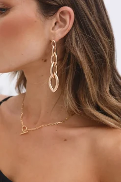 Earrings>Hello Molly Linked To You Earrings Gold
